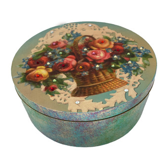 Michal Negrin Round Box Flower Bouquet Jewellery Box