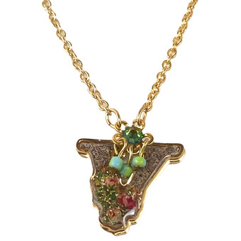 Michal Negrin Victorian Initial V 24K Gold Plated Necklace