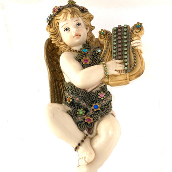 Michal Negrin Angel With Harp Statue