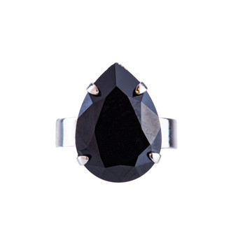 Mariana Pear Adjustable Ring in Jet - Preorder