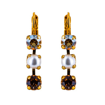 Mariana Petite Three Stone French Wire Earrings in Cookie Dough - Preorder