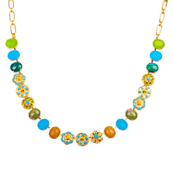 Mariana Lovable Oval Flower Necklace in Pistachio - Preorder