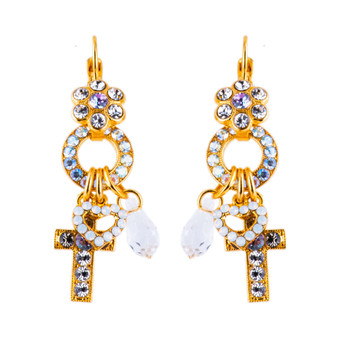 Mariana Petite Cross Dangle Charm Leverback Earrings in Ice Queen - Preorder