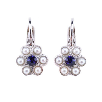 Mariana Petite Buttercup Leverback Earrings in Pearl and Violet - Preorder