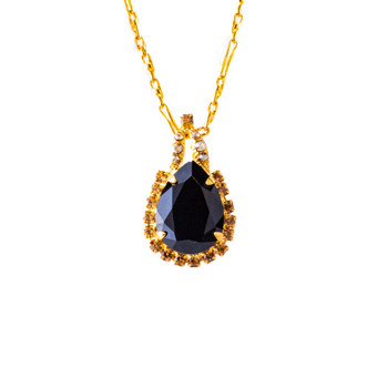 Mariana Teardrop Halo Pendant in Golden Shadow and Jet - Preorder