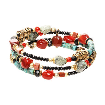 Michal Golan Dark Rustic Beaded Memory Wire Bracelet Michal Golan Dark Rustic Beaded Memory Wire Bracelet