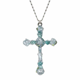 Michal Golan Aquamarine Aquamarine Large Cross Necklace Michal Golan Aquamarine Aquamarine Large Cross Necklace
