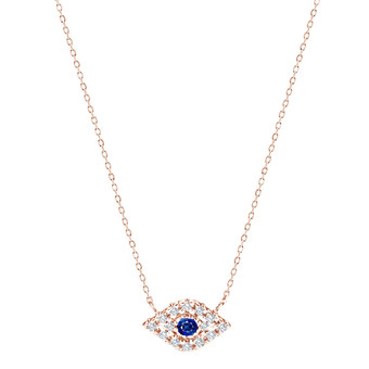 Dainty Diamond Evil Eye Necklace in 14k Gold