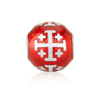 Jerusalem Cross Charm with Red Enamel