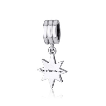 Star Beit Lehem Hang Bead Charm from Sterling Silver