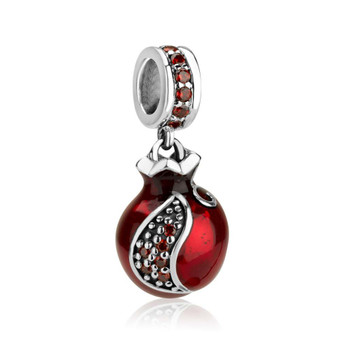 Garnet Beads Char with Red Enamel