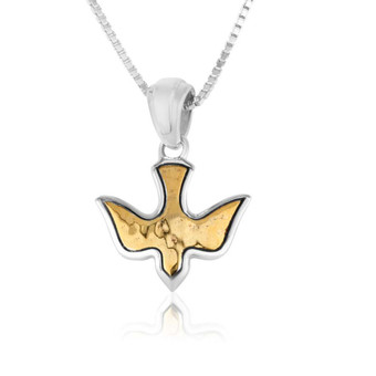 Gold Plated Dove Pendant Sterling Silver