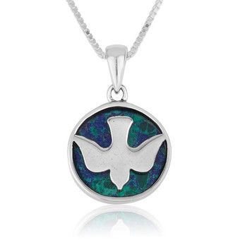 Dove Silver Pendant with Eilat Stone