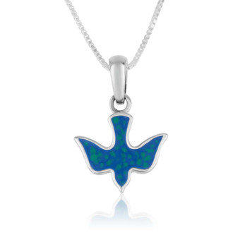 Silver Pendant with Eilat Stone in a form of Dove