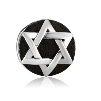 925 Silver Oxidized Round Charm in a form of Star of David