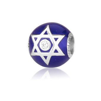 Bead Charm with Zircon Stones in a form Star of David
