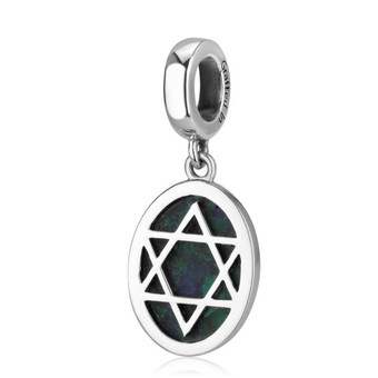 Eilat Azurite Stone Star of David Charm Pendant