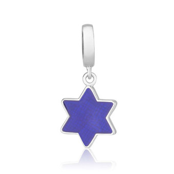 Charm Star of David Pendant with Blue Enamel