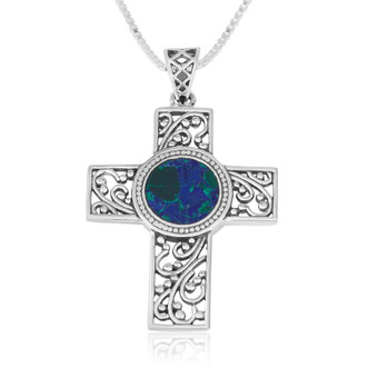 Sterling Silver Pendant with Eilat Filigree Cross