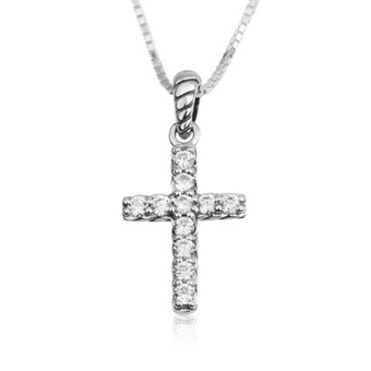 Silver Pendant with Zirconia Stone in a form of Trinity Cross