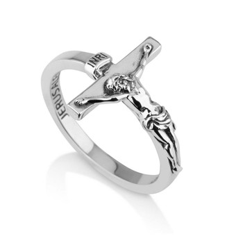 Crucifix Jesus Christ Silver Ring