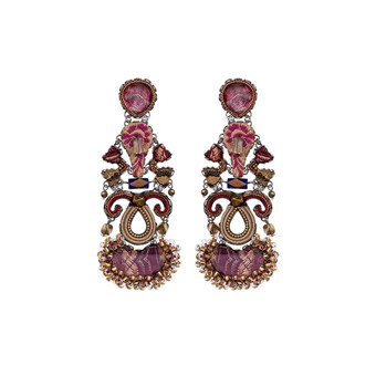 Ayala Bar Plum Wine Gilded Rosetta Limited Edition Earrings
