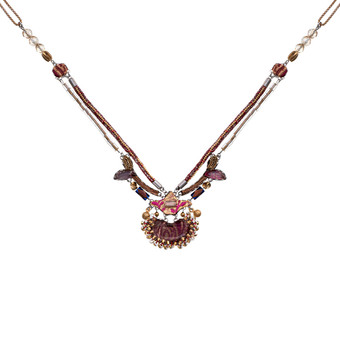 Ayala Bar Plum Wine Golden Filigree Necklace