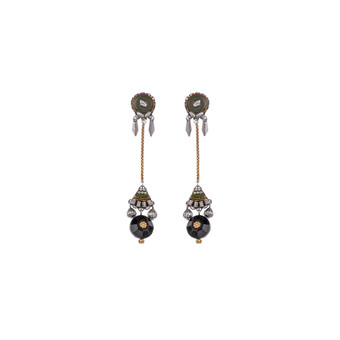 Ayala Bar Night Queen Moss and Moonstone Earrings