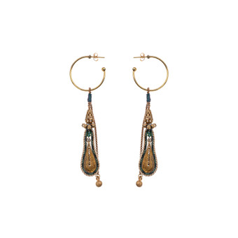 Ayala Bar Prism Teal Finial Hoop Earrings