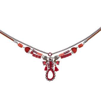 Ayala Bar Crimson Fire Flame and Silver Necklace