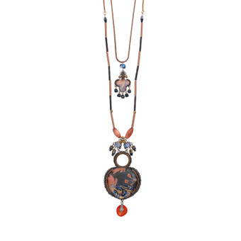 Ayala Bar Amber Bloom Terracotta Garden Long and Layered Necklace