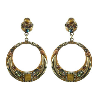 Michal Golan Tiger's Eye Abalone Hoop Earrings