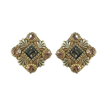 Michal Golan Tiger's Eye Abalone Diamond Earrings