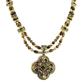 Michal Golan Tiger's Eye Abalone Bloom Necklace