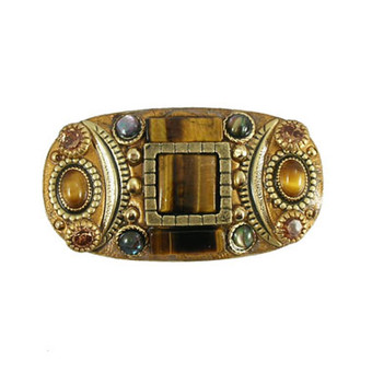 Michal Golan Tiger's Eye Abalone Long Brooch