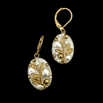 Michal Golan Luster & Light Pearl Oval Earrings II