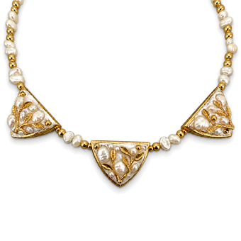 Michal Golan Luster & Light Pearl Triangles Necklace