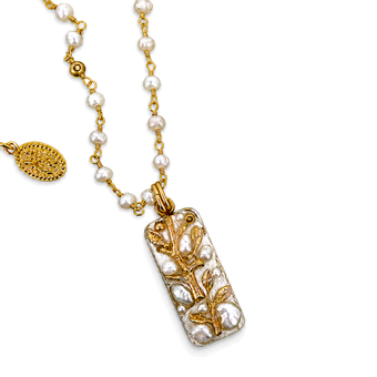 Michal Golan Luster & Light Pearl Rectangle Necklace