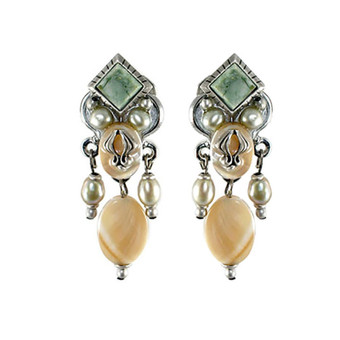 Michal Golan Moss Garden Riverstone Shield Earrings II