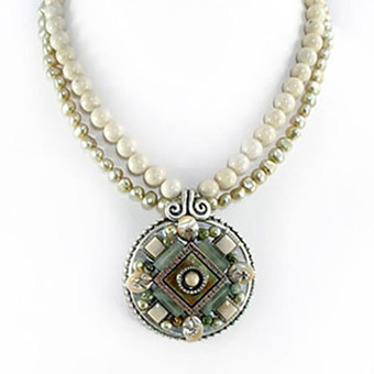 Michal Golan Moss Garden Riverstone Large Circle Beaded Necklace