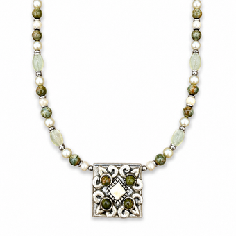Michal Golan Moss Garden Riverstone Square Necklace
