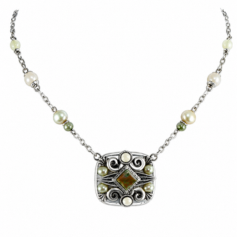 Michal Golan Moss Garden Riverstone Rectangle Necklace