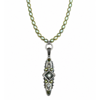 Michal Golan Moss Garden Riverstone Long Oval Necklace