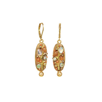 Michal Golan Peach Tree Pearl Long Oval Earrings