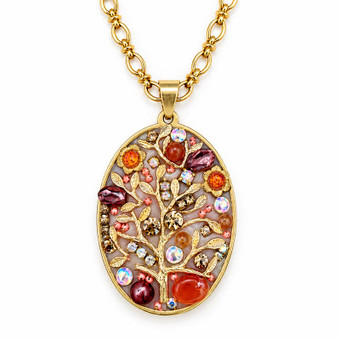 Michal Golan Peach Tree Large Oval Necklace