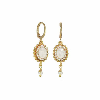 Michal Golan Byzantine White Crystal Oval Earrings