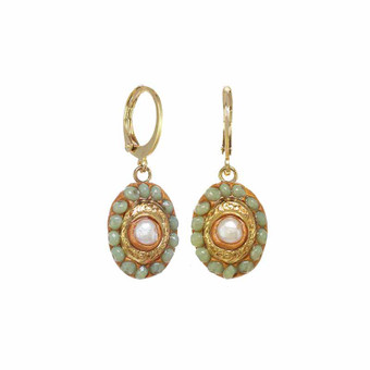 Michal Golan Byzantine Pearl Oval Earrings