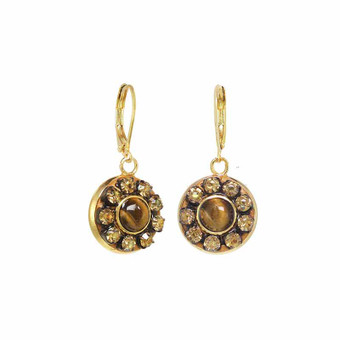 Michal Golan Byzantine Tiger's Eye Circle Earrings