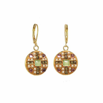 Michal Golan Byzantine Green Aventurine Circle Earrings