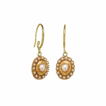 Michal Golan Byzantine Delicate Freshwater Pearl Oval Earrings